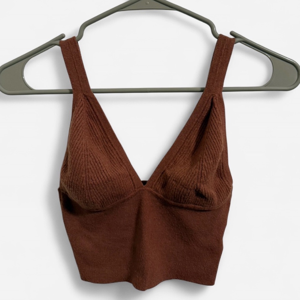 Brown Knit Crop Top
